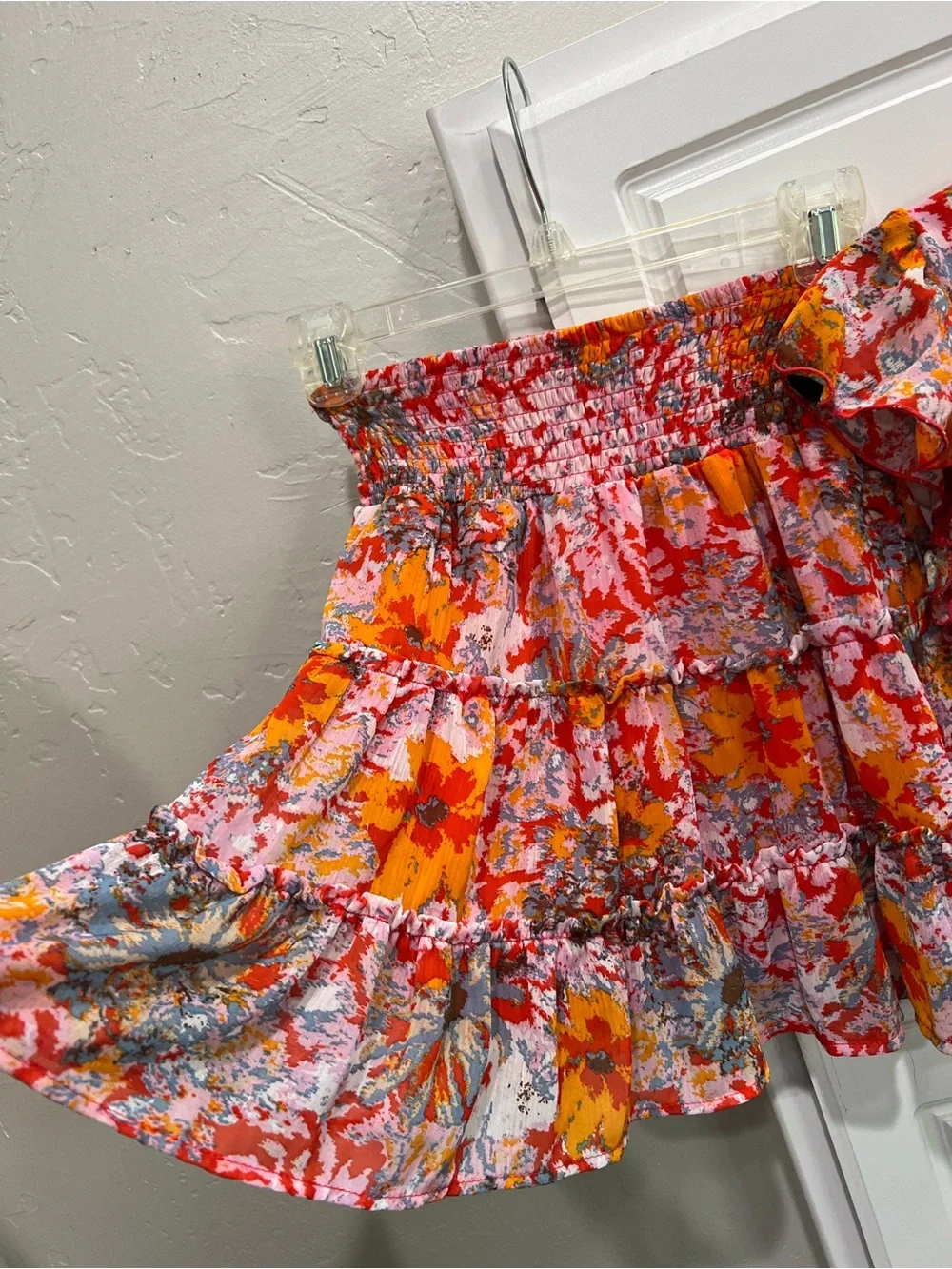 Chelsea & Violet Orange and Pink Floral Tie-Waist Top & Skirt Set
